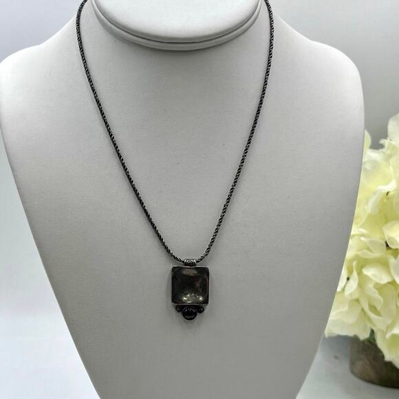 Didae Italy Signed Vintage Sterling Sterling Cabochon Garnet Pendant Necklace‎ - Picture 9 of 9